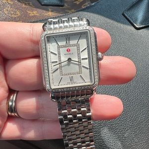 Michael Deco Stainless Steel Diamond Watch
